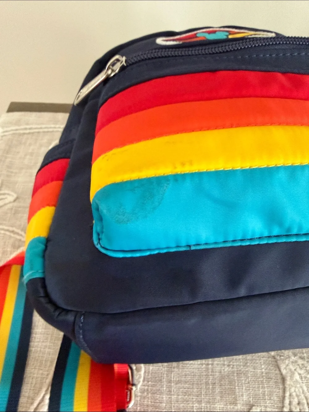 Disney Cruise Line Loungefly Small Navy Backpack Bag with Rainbow Stripes